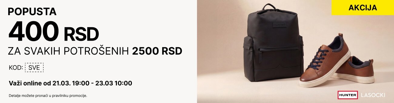 400 RSD POPUSTA ZA SVAKIH POTROŠENIH 2500 RSD